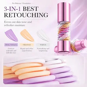 3 in 1 Face Primer, Transparent Makeup Base, Hydrating and Smoothing, Evens Skin Tone, Blurring Effect, Sheer Natural Finish