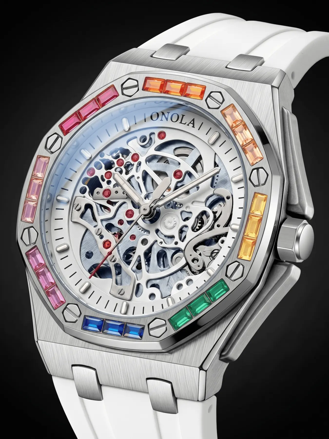 ONOLA Men's Mechanical Watch,  Skeleton Mechanical Watch, Business Watch, Men's Luxury Watch, Fashion Mechanical Watch, Men's Wristwatch, Men's Sports Watch, Gift-Worthy Mechanical Watch, Luminous Waterproof Watch, Luminous Dial