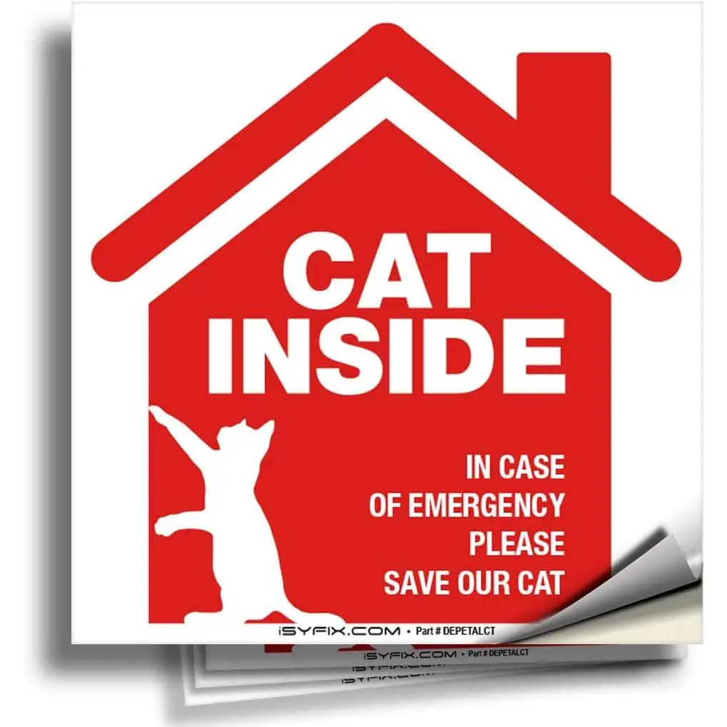 Inside Alert Signs Stickers - 4 Pack 5x5 Inch -  Self-Adhesive Vinyl, Laminated for  UV, Weather, Scratch, Water and Fade Resistance, Indoor and Outdoor Red