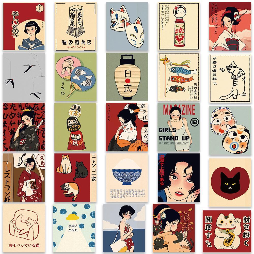 50pcs Vintage Classic Japanese Anime Scrapbook Stickers DIY Diary Laptop Luggage Skateboard Graffiti Decal Classic Toys