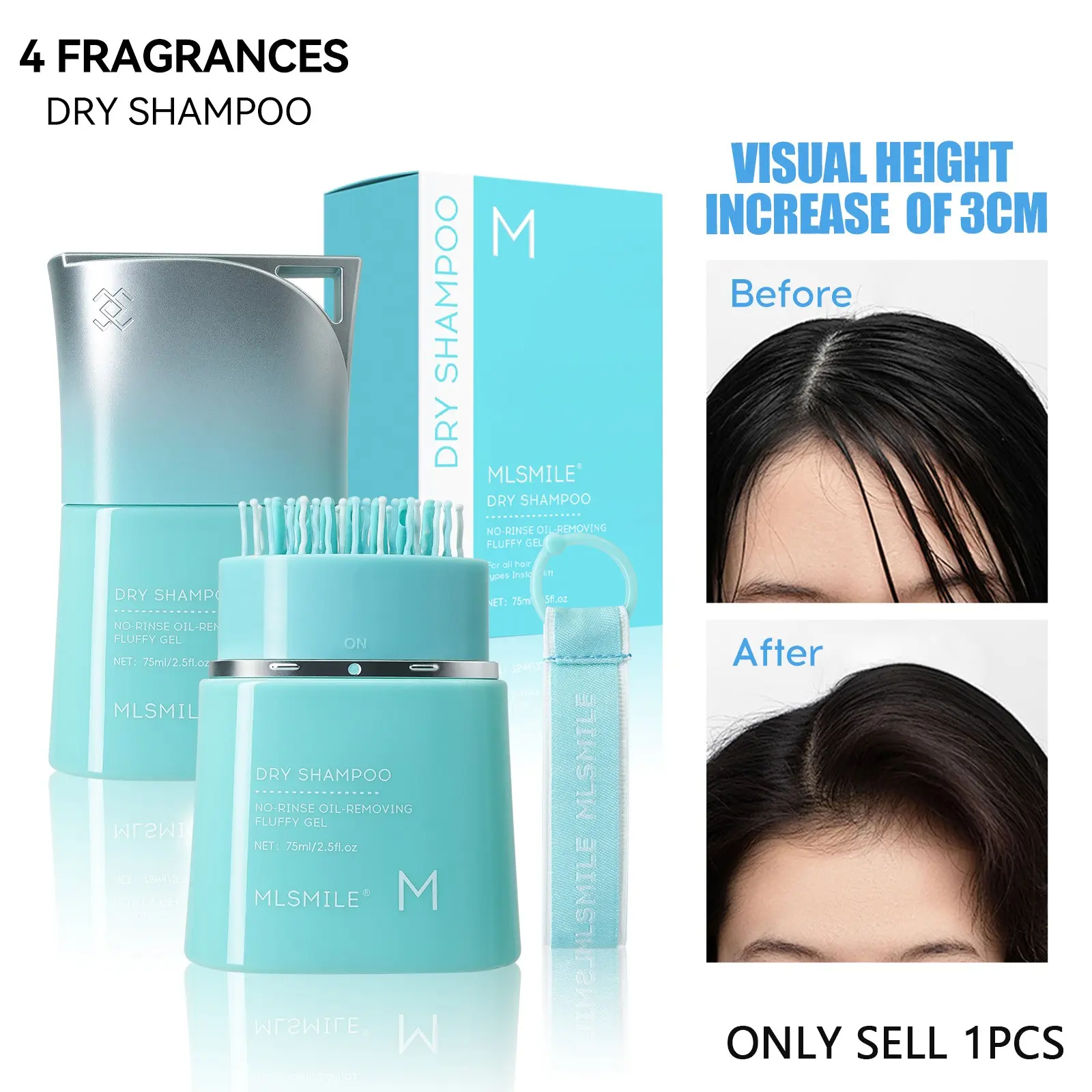 Portable integrated comb dry shampoo gel, layered comb teeth deep clean hair roots, mild plant formula relieve scalp itch and dandruff, multi-scent options, lightweight texture, refresh oily hair for daily outdoor touch-up