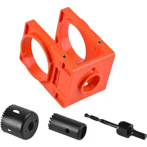 Door Lock Installation Kit for Wooden Doors, Hole  Kit with Adjustable Clamp Guide Template & Door Latch Mortise Tool, Fits /8" to /4" Thickness, Large Chip-Clearance Slots for Deadbolts