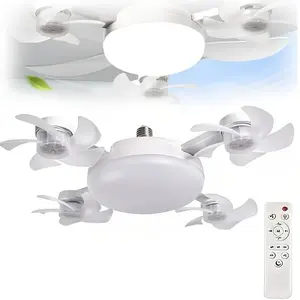 2 In 1 Multi-functional Dual Rotor LED Ceiling Fan Light, 3 & 4 Blades Hanging Fan Lantern Lamp, 3 Adjustable Wind Speeds, Wireless Remote Control Operated By AAA Batteries, Indoor Decor Lighting Fan For Home Bedroom Living Room