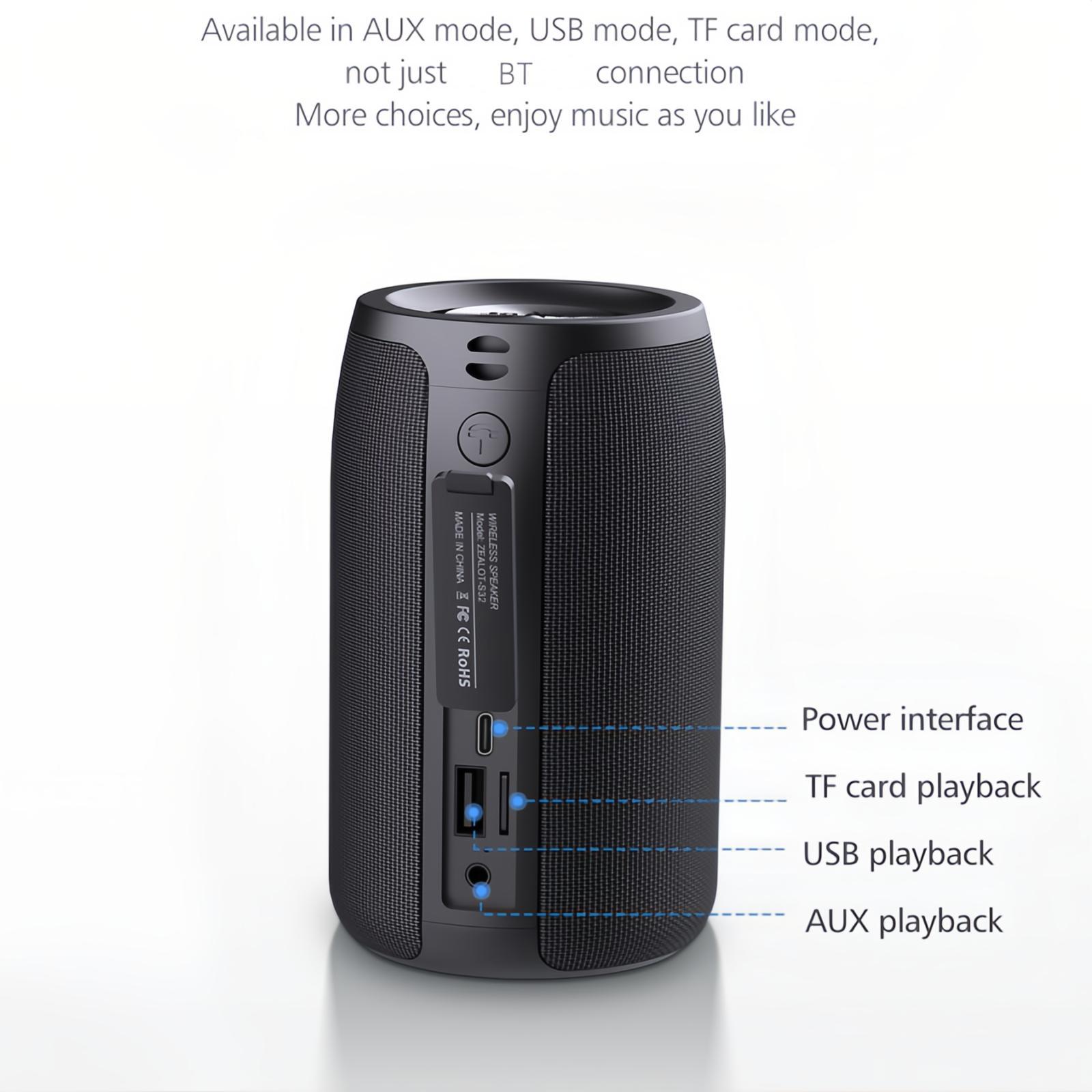 ZEALOT S32 Portable Wireless Speaker, Rechargeable Waterproof IPX4 Speaker, Stereo Pairing Speaker for iOS & Android, Bluetooth Speaker, Loud Volume & Deep bass, Desktop Speaker, Portable Waterproof Speakers #GLOBAL PICKS ZEALOT S32 Portable Wireless Speaker, Rechargeable Waterproof IPX4 Speaker, Stereo Pairing Speaker for iOS & Android, Bluetooth Speaker, Loud Volume & Deep bass, Desktop Speaker, Portable Waterproof Speakers #GLOBAL PICKS