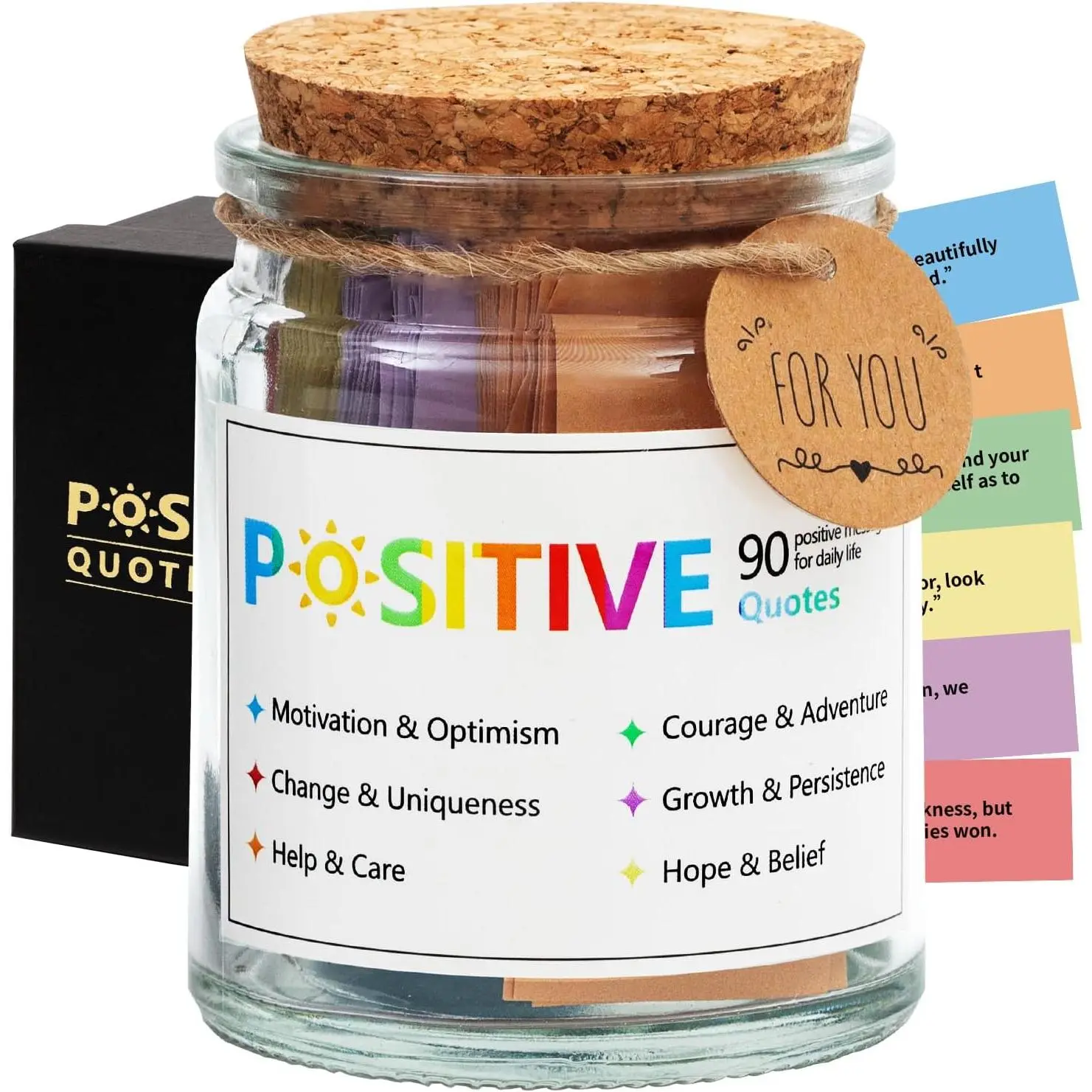 Positive Affirmations Jar,Positive Affirmation Cards for Women,Inspirational Encouragement Cards,Thoughtful Birthday Gifts for Women Men  Teens ,Motivational Desk Decor for Coworkers