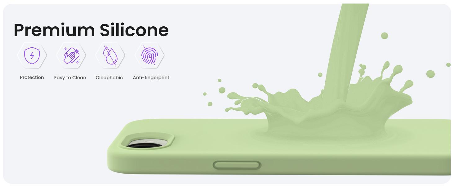 ORNARTO Compatible with iPhone 17e Case and for iPhone 16e Case 6.1", Liquid Silicone 3 Layers Full Covered Soft Gel Rubber Shockproof Cover, Protective Phone Cases for 16e & 17e-Matcha