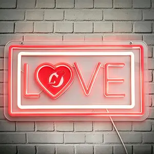 LOVE Heart-Shaped Neon Wall Lamp USB Powered Suitable for Wedding Venue Decoration, Wedding Stores, Bridal Studios, Proposal Venues, Dessert and Flower Shops, Couple Parties, Wedding Room Soft Furnishing, Wedding Gift Neon Lights