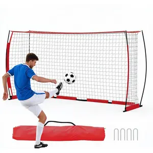 Soccer Goals, 6-12 ft Goal and Trainer for Passing, Ball Control, Curveballs, Durable Steel Frame and high-Strength net