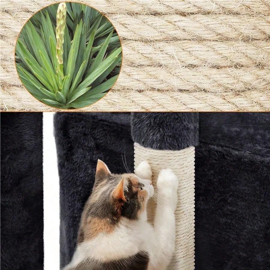 34.5" H Cat Tree Tower With Condo And Perches, Dark Gray,This Cat Tree Has Multiple Levels For Cats To Play And Sleep.