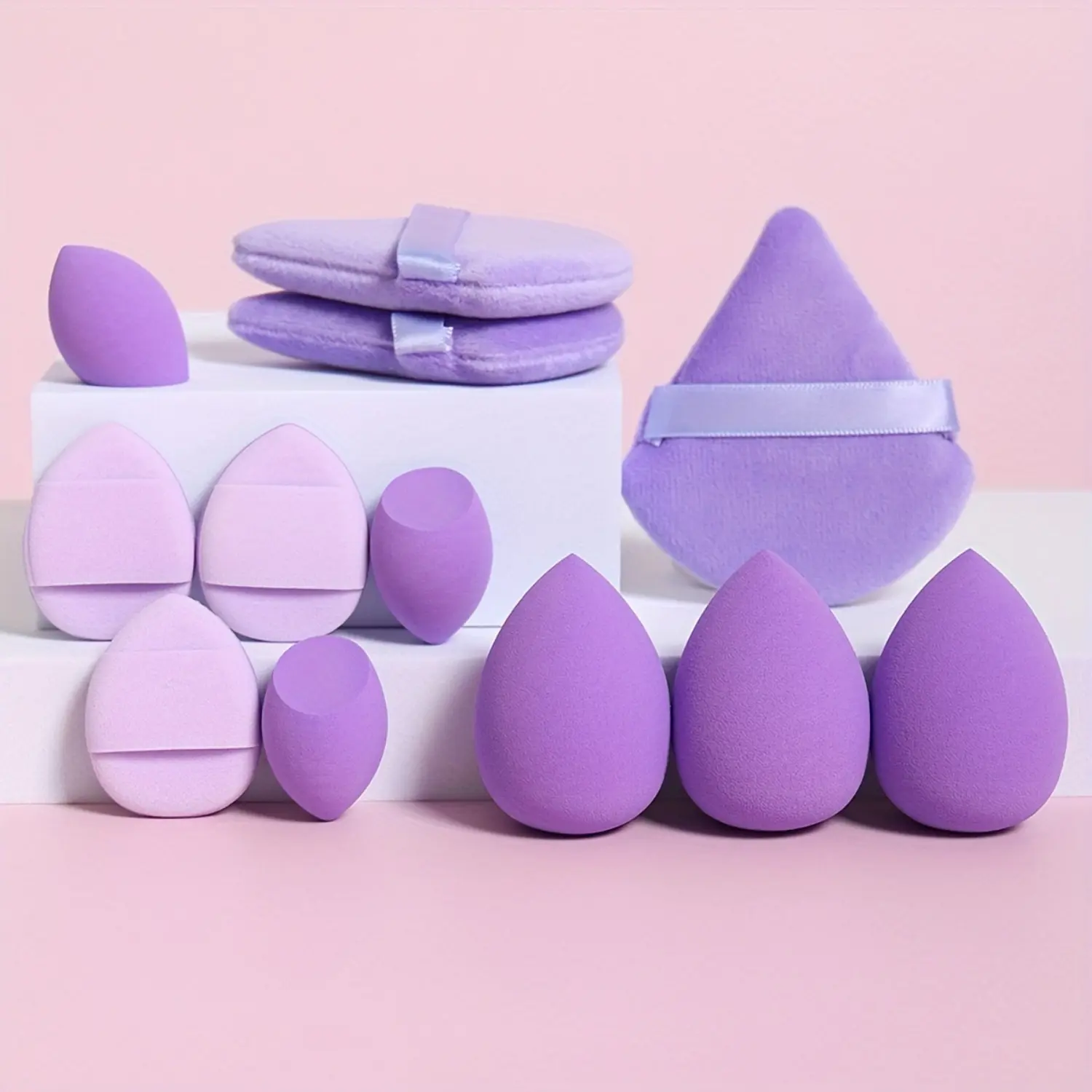 2 Sets of Makeup Sponge Sets, Multi-color Makeup Sponge, Mini Sponge and Triangle Powder Puff Beauty Egg, Suitable for Liquid, Paste, Concealer, Highlight, Eye Shadow, Foundation Make-up and Powder, Dry and Wet
