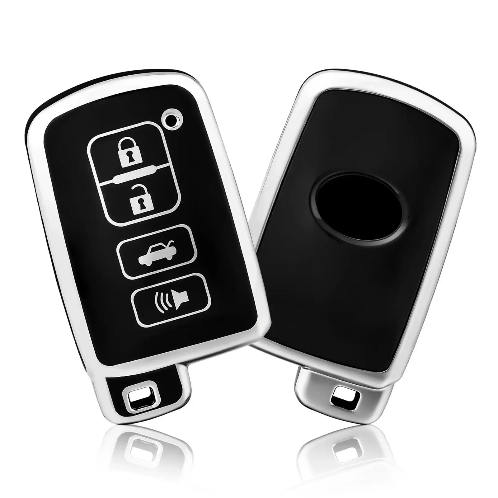 Car Key Fob Case Cover with Keychain for Toyota Tundra, Tacoma, Sequoia, 4Runner, Highlander, RAV4, Camry, Corolla, Avalon (4-Button), as the picture shows, As The Picture Show