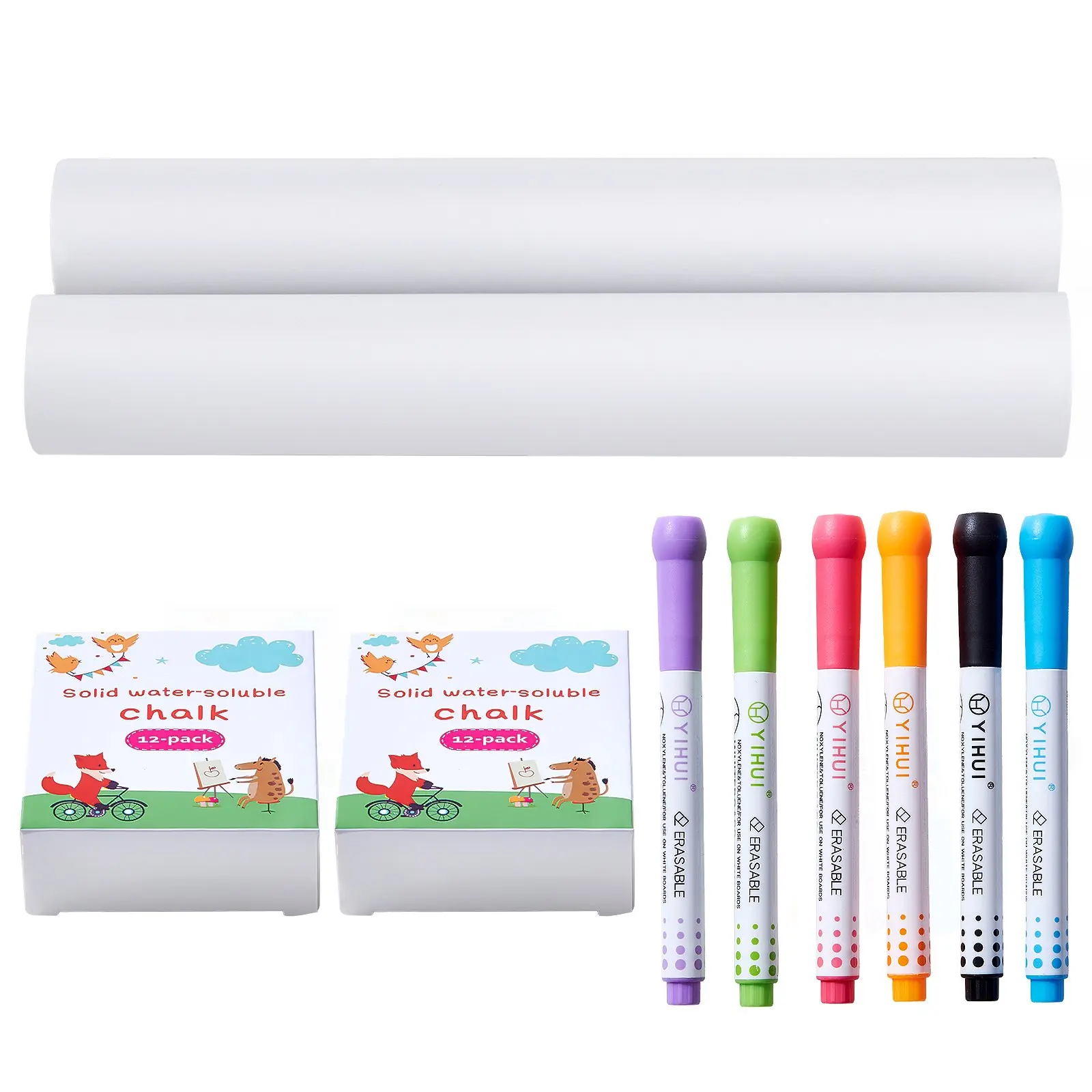 Easel Accessory Set, 32 PCS Kid's Art Easel Painting Kit Including Chalks, Dry-Erase Markers Paper Rolls, Supplies Set for Tabletop Art Easel, Painting Accessories for Toddlers Boys and Girls