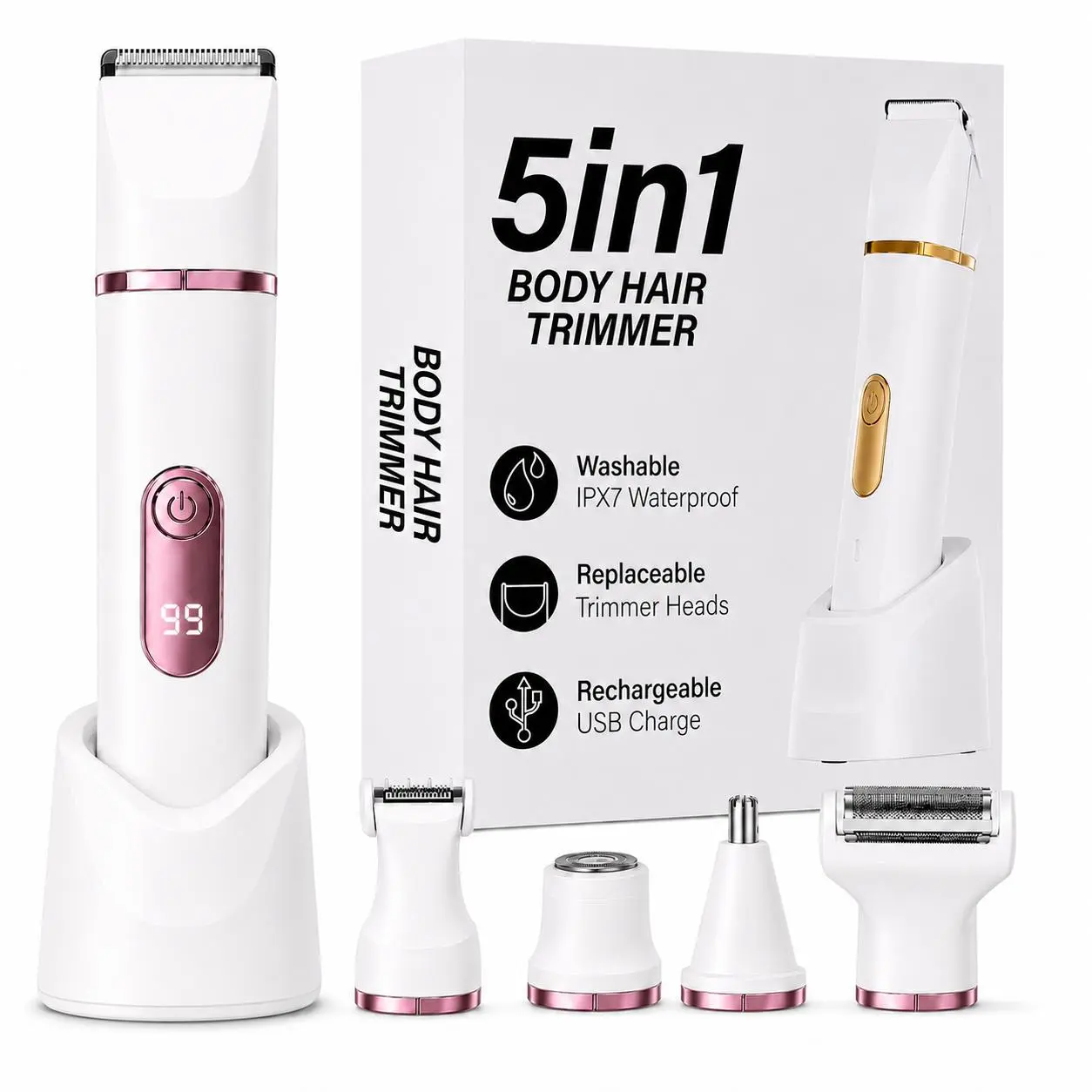 Body Hair Trimmer for Men, Anti-Nick Groin & Ball Groomer with Safe Ceramic Blade for a Smooth Trim, Waterproof & Rechargeable, Fathers Day Gift, Fathersdaygift, Men's Stuff, Beauty Products, Gifts For Boyfriend, Face, Boyfriend Birthday Gift