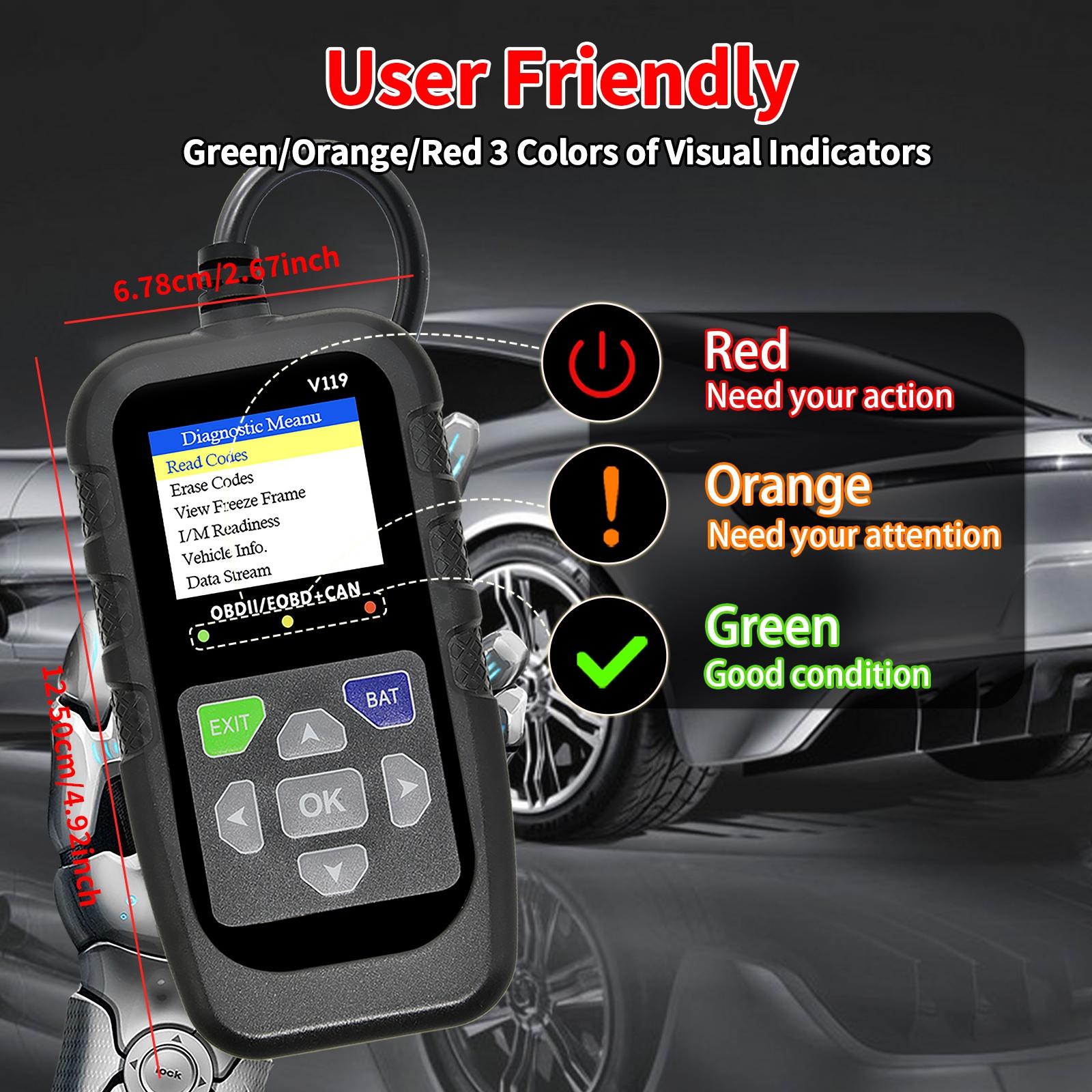 Advanced Universal Obd Ii Scanner, Automotive Scan Tool, Can Diagnostic Tool for Engine Fault Codes, Reads & Erases Codes in Post-1996 Vehicles