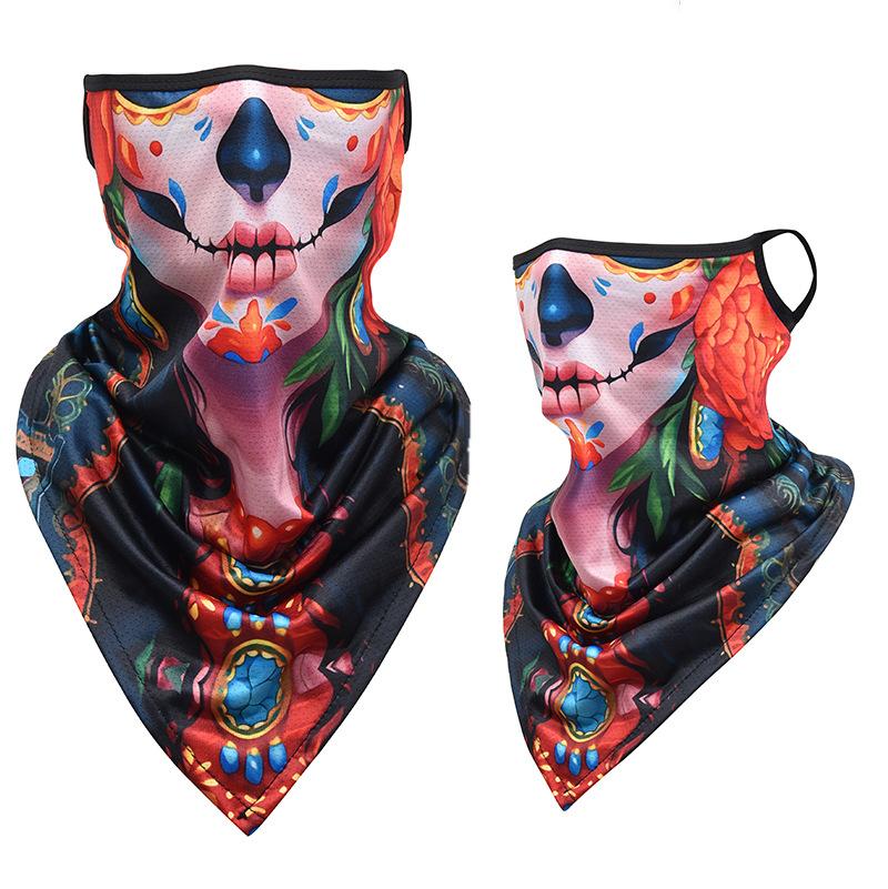 Ice silk ear mask triangular towel neck cover mesh sun protection outdoor cycling fishing windproof scarf men's and women's face towels summer Warm Compression Knee
