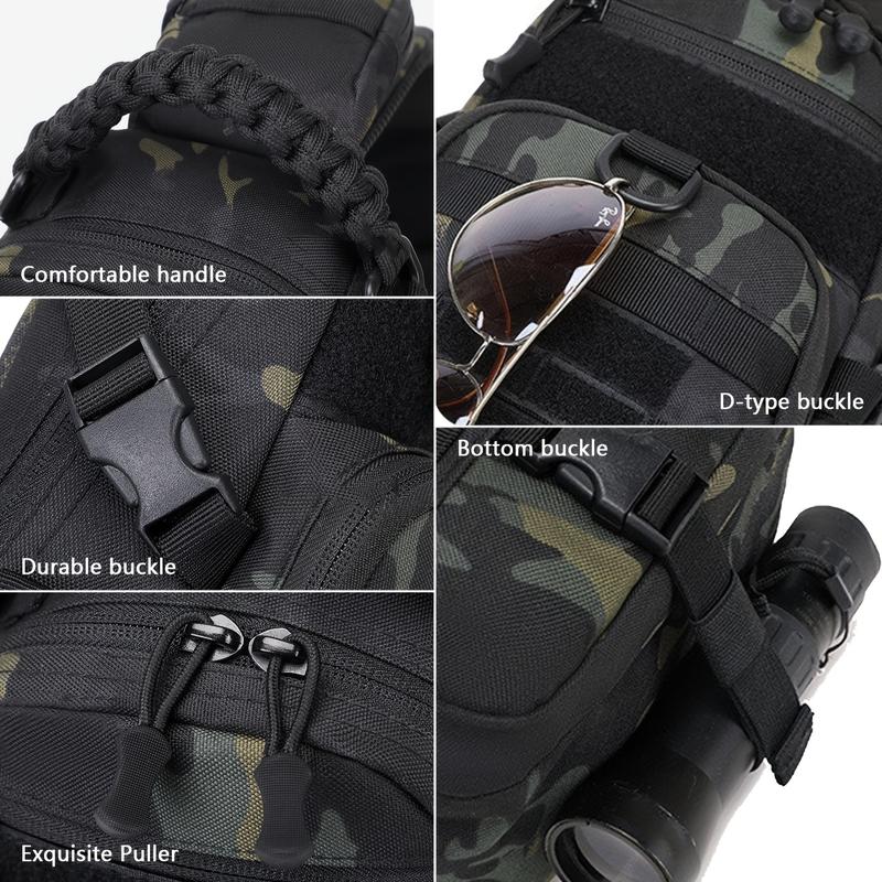 Tactical Sling Bag for Men Outdoor Travel Daypack Multi-Pocket Compact EDC Crossbody Backpack Durable Lightweight Polyester Secure Zip Closure Ideal for Hiking Camping Sports