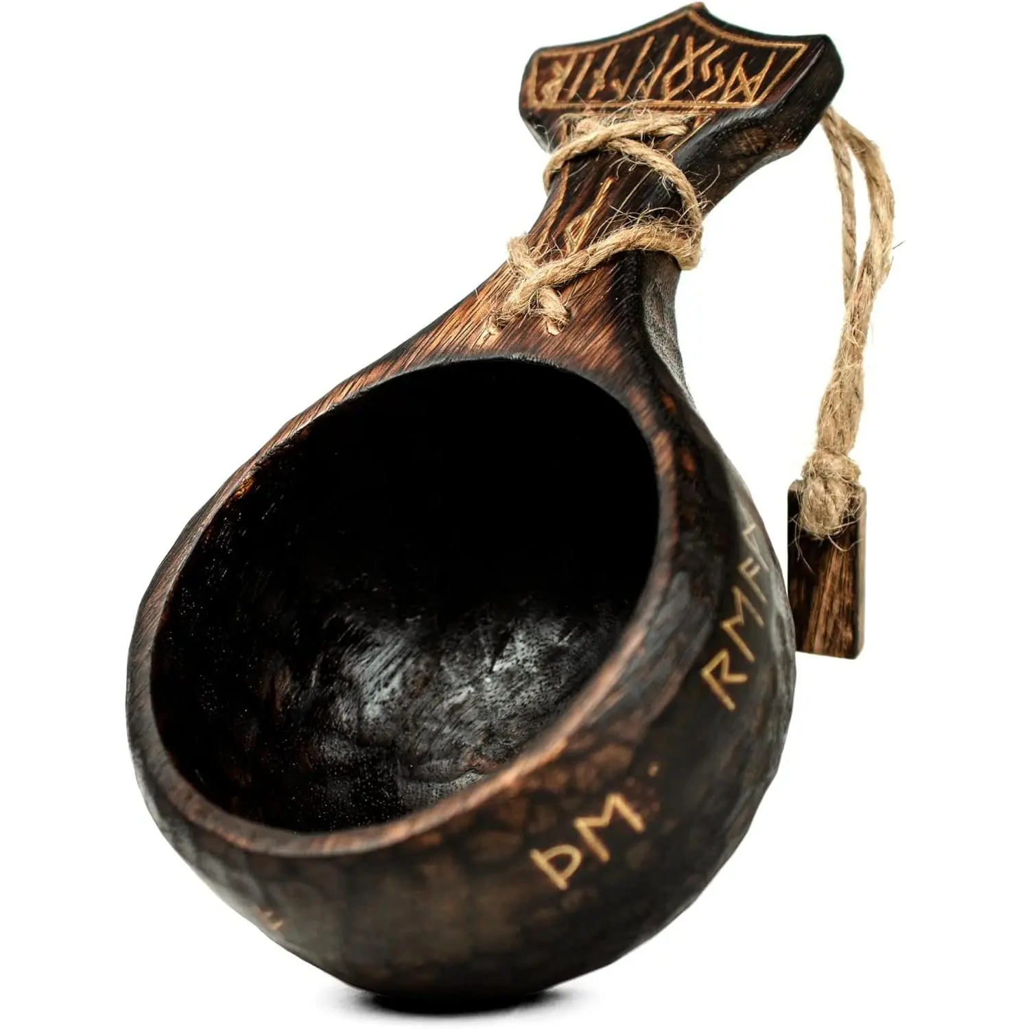 12oz Traditional Wooden Kuksa Cup, Handmade Medieval Style Tankard, Lightweight Durable Food-Grade Outdoor Rustic Mug, Eco-Friendly Nordic Design Bushcraft Bowl