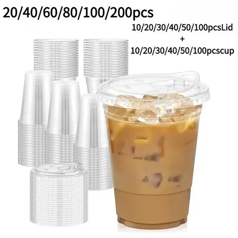 Transparent Insulated Cup Set with Lids, Leak-Proof Design, Ideal for Ice Drinks, Smoothies, Cold Beverages, Home, Restaurant, Party, Picnic, Bar, Clear Cups for Party #GLOBAL PICKS