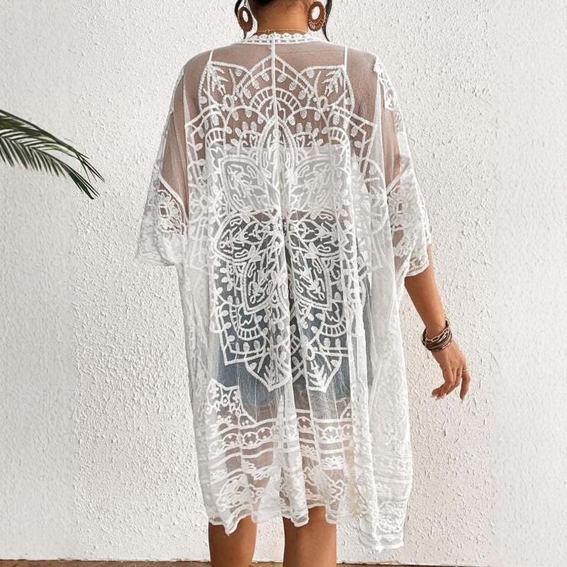 Women's Summer Long Flowy Kimono Cardigans Boho Chiffon Beach Cover Up Tops