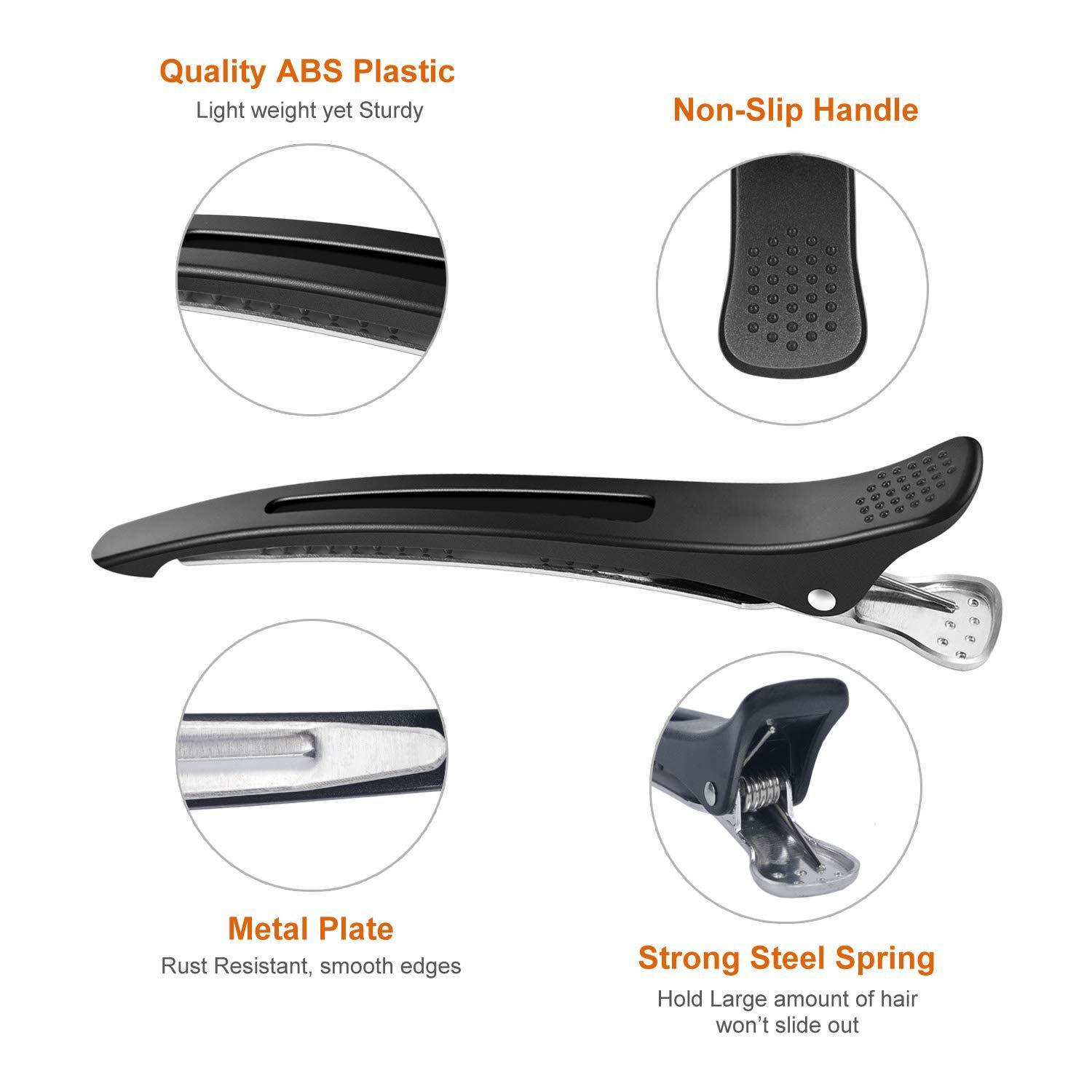 Professional Hair Clips, 12pcs/set Non-slip Silicone Band Design Hair Clips, Hair Styling Accessories for Salon, Barber Shop