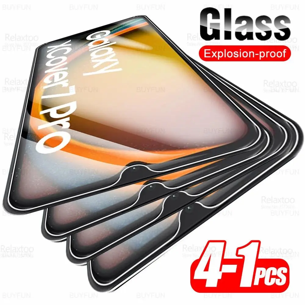 1-4Pcs Full Cover Tempered Glass+Silicone Waterproof Armor Screen Protector for Samsung Galaxy XCover7 Pro 5G, XCover7 Series - Scratch Resistant, Smooth Accessory for Smartphone Users