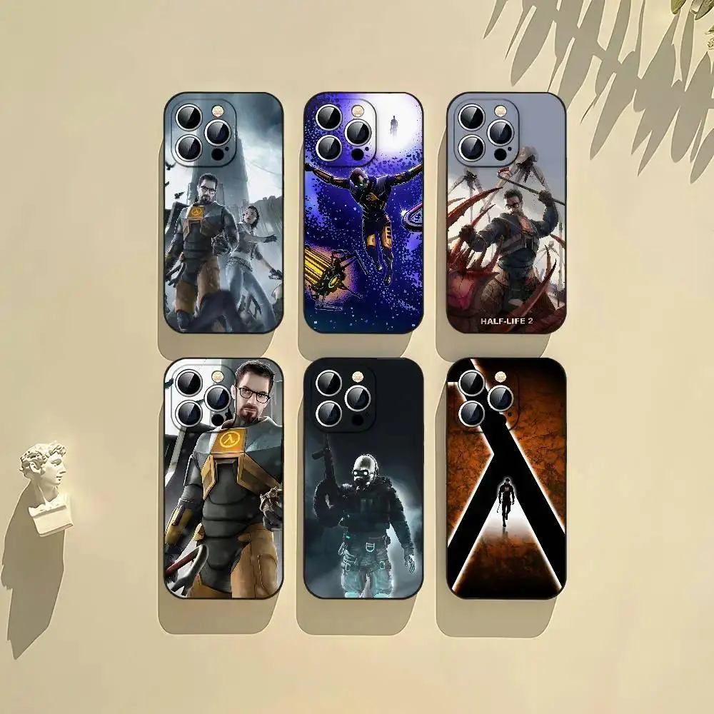 Half-L-Life 2 Game Phone Case Retro FPS Gamer Aesthetic Black Protective Cover Compatible with iPhone 11-17 Pro Max/Plus & Samsung Galaxy S23-S25