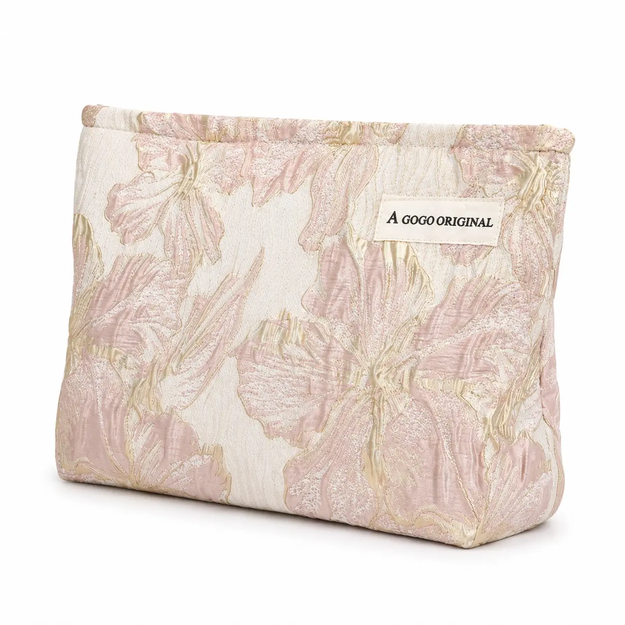 Floral Embossed Makeup Bag, Cosmetics Bag, Blue Texture, Large Capacity, Portable Travel Wash Kit, Soft Zipper Handbag, Bathroom Organizer, Gift Idea, Travel Makeup Pouch