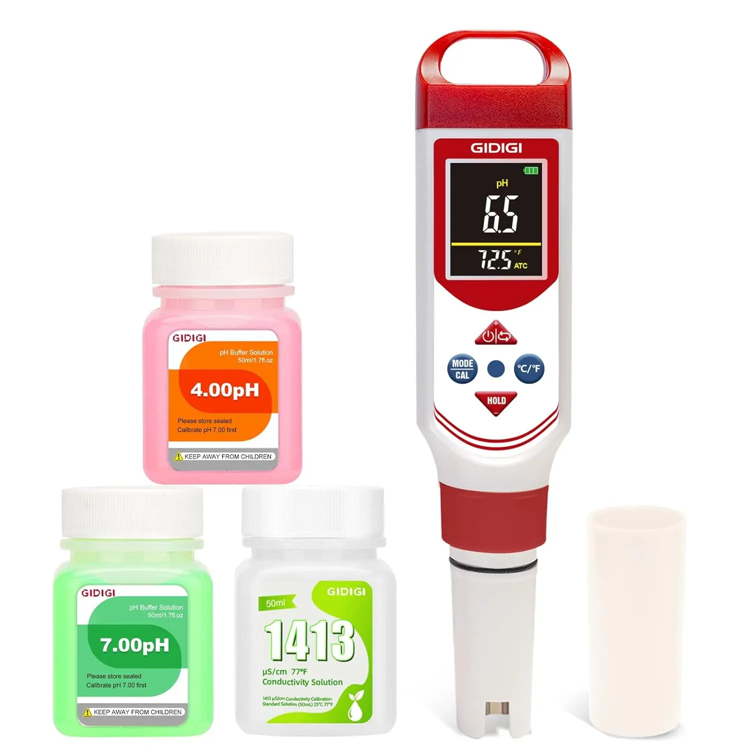 pH EC Meter for Hydroponic, pH TDS EC ppm Tester with Color Screen Display, High Accuracy pH Pen Probe for Drinking, Nutrient Solution, Aquariums, Pools & Home Use