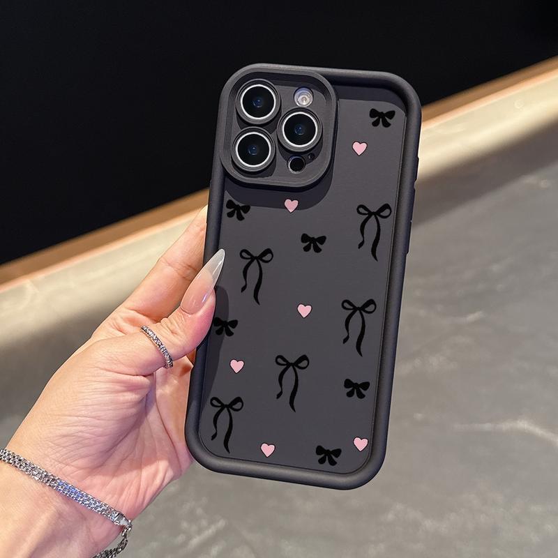Black bow pattern iPhone case protective case suitable for iPhone 17 Promax 16 Plus 15 14 13 12 11 soft case