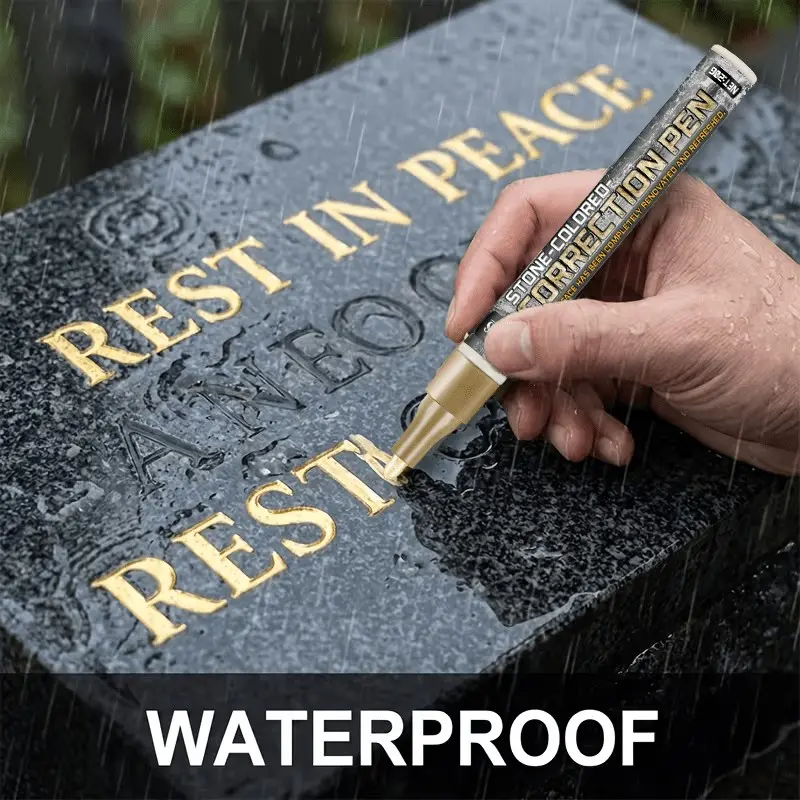 Tombstone Marker Pen, Specialty Pen, Weatherproof Quick-Dry Oil-Based Fine Tip, for Cemetery Maintenance and Marble Tile Restoration