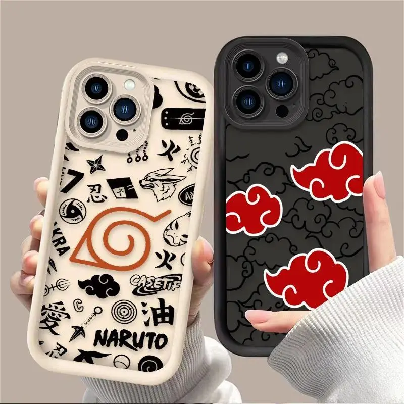 Hot Anime N-NARUTOS Sharingan Silicone Case For iPhone 17 16 15 14 13 12 11 Pro Max Plus and Samsung S26 S25 S24 S23 S22 Plus Ultra Shockproof Cover
