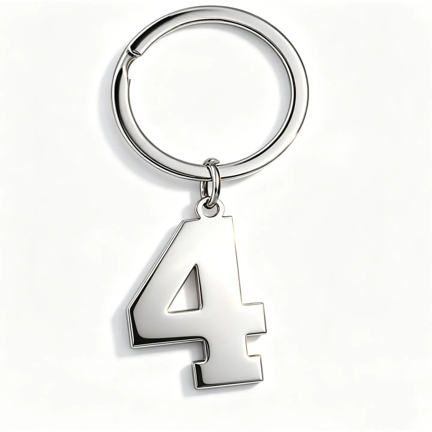 Stainless Steel 0-9 Number Business Keychains, Minimalist PVC Number 4 Durable Car Interior Decoration Accessories for Cool Couples Gifts