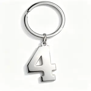 Silver 0-9 Number Business Keychains, Minimalist Stainless Steel Durable Accessories for Cool Couples Gifts
