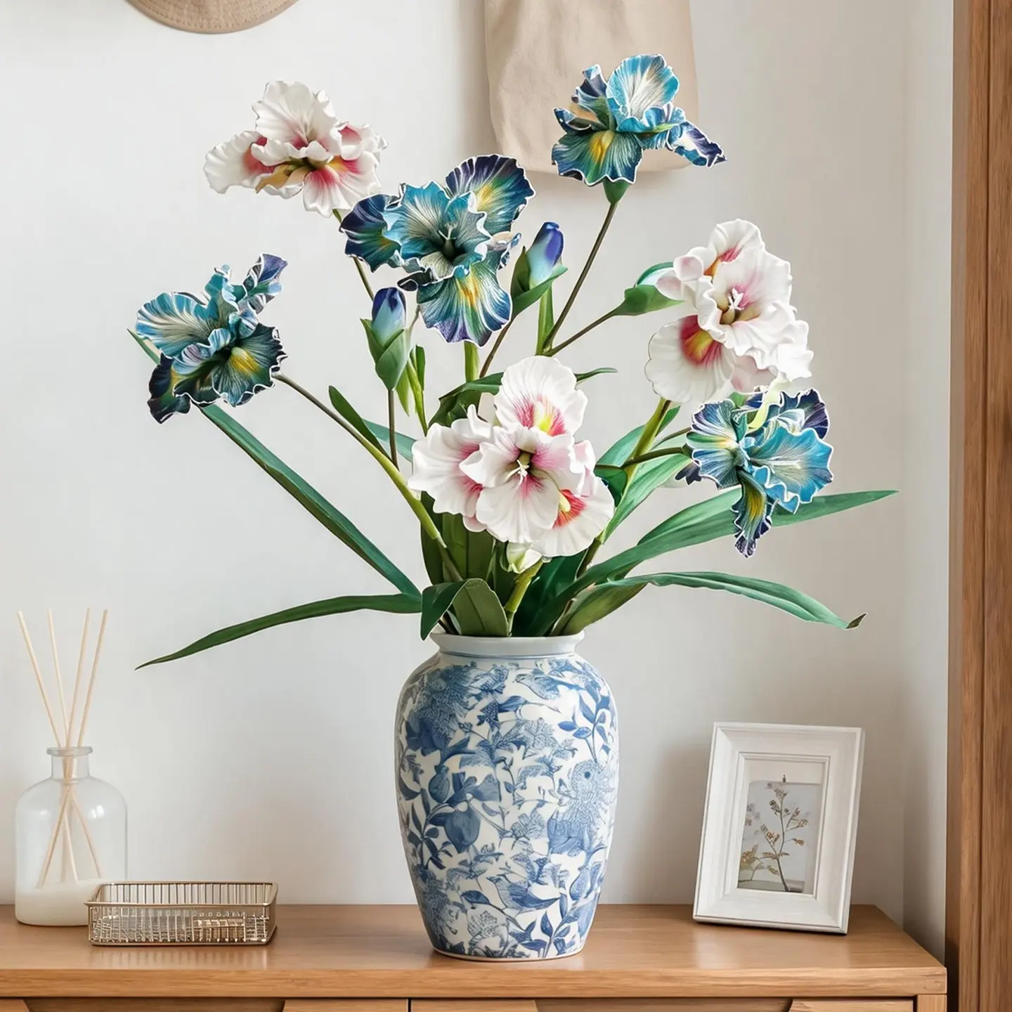 1PC, simulated Alice iris oil painting flower, suitable for home decoration, Nordic fresh style, wedding/party/Valentine's Day/company decoration