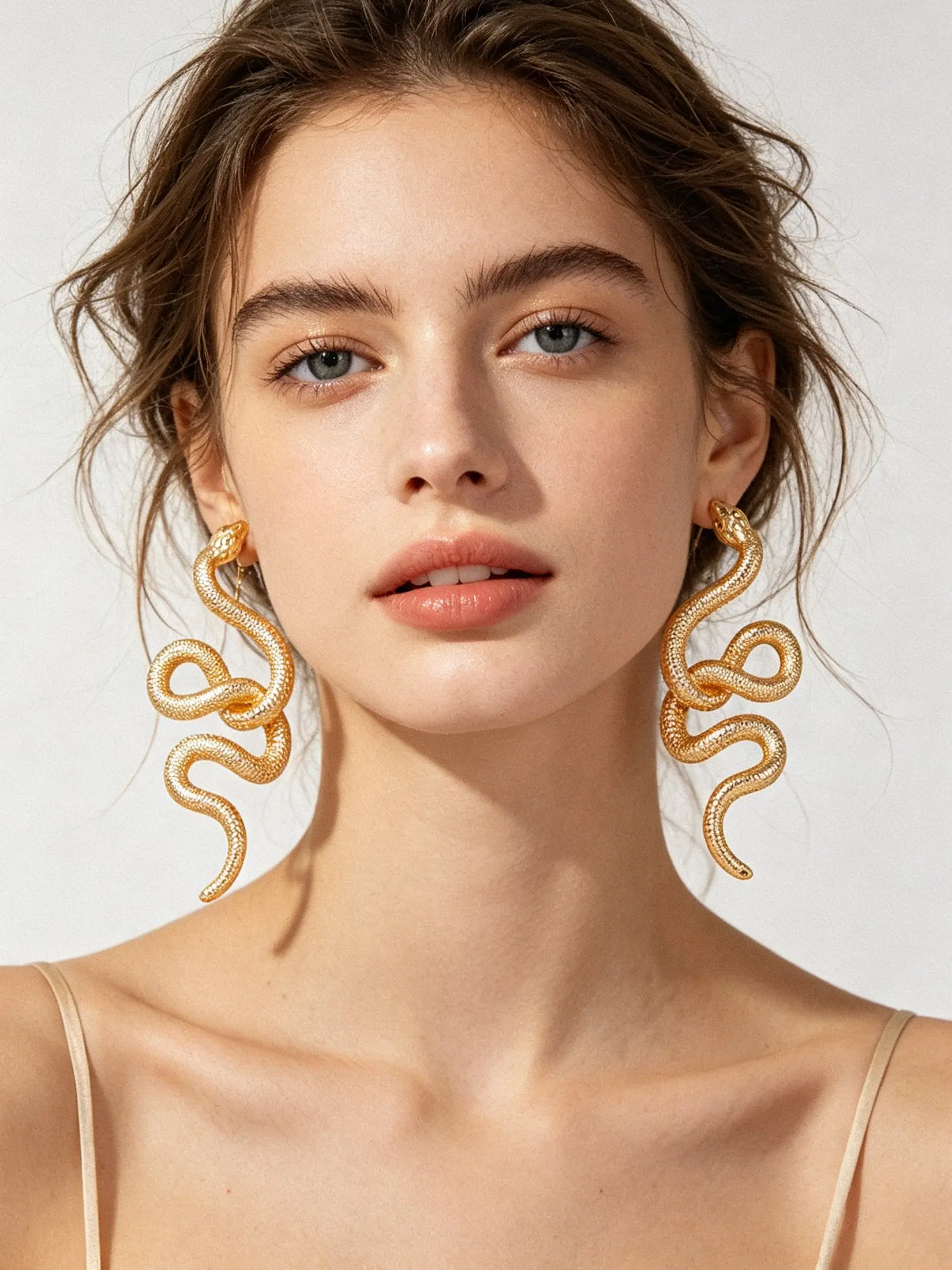 Pair of Retro European Vintage Coiled Snake Earrings for Women, Bold Snake Shape Unique Design Earrings, Fashionable Jewelry Accessories