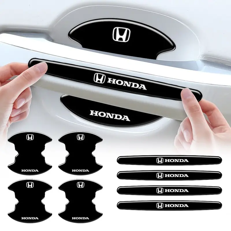 8PCS Car Door Handle Bowl Protective Stickers Anti-collision Decal Automotive Decals For Honda Civic xrv hrv crv brv City Accord Fit Jazz Insight Accessories