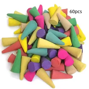 60pcs High-Quality Natural Incense Cones, Mixed Fragrances, Long-Lasting Burn, Ideal for Purification, Meditation, Yoga, Reading