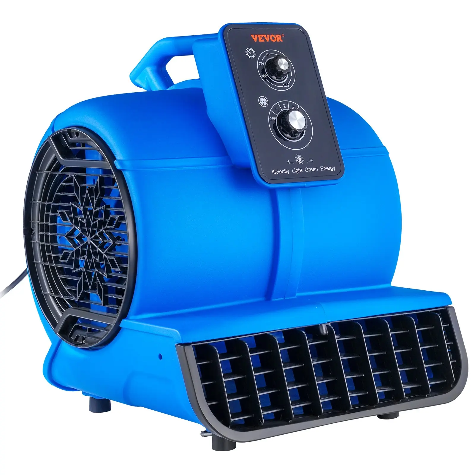 【Summerfinds】VEVOR CL-370-M Adjustable Floor Blower, 1/2 HP, 1500/2050/2600 CFM Cooling Drying Air Mover with Timer, 4 Blowing Angles, 20Ft/6M Reach, 23.4Lbs/10.6Kg Portable Carpet Dryer Fan, ETL Listed for Janitorial Use, Commercial, Pp Plastic