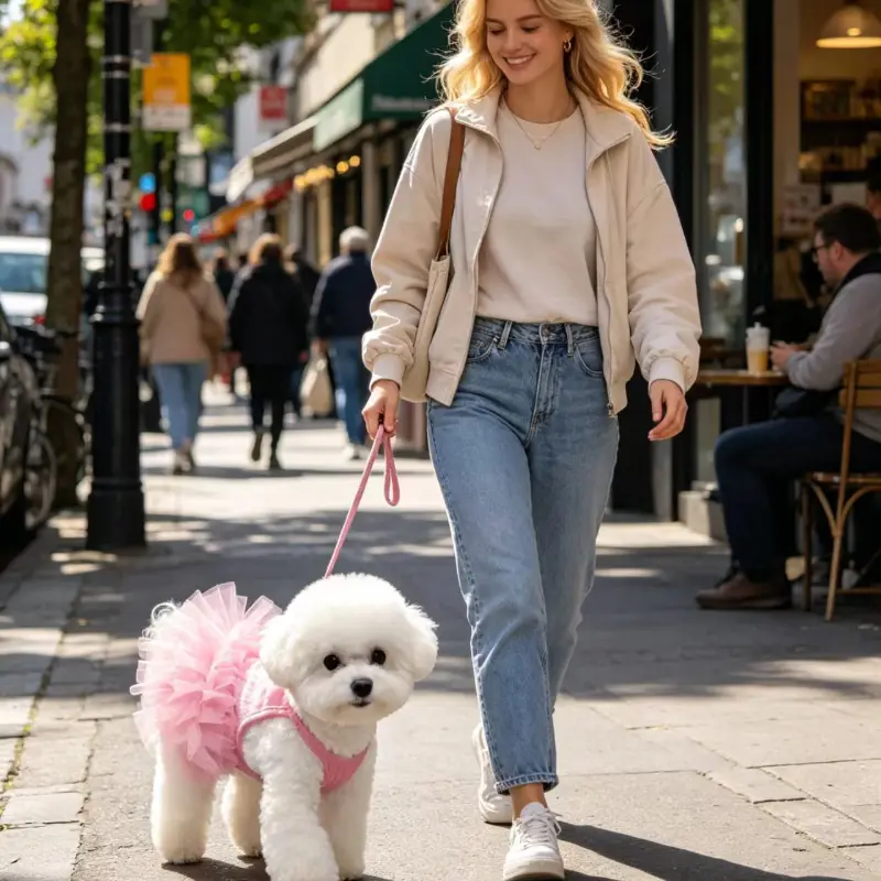 2026 New Pink Tulle Dog Princess Dress with Sleeveless Tutu Skirt - Soft Sleeveless Outfit Suitable for Small Bichon Poodle Puppies, Wedding Birthday Party Costume for Bichons, Poodles, for Puppy Sizes (Hand Wash Care)