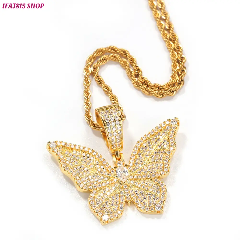 Butterfly Pendant Necklace, Y2K Hip Hop Rhinestone Butterfly Chain Necklace, Vintage Statement Jewelry for Women Men, Sparkly Insect Pendant, Trendy Streetwear Accessory for Parties, Festivals & Daily Wear