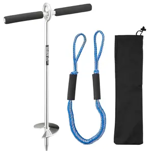 【DealsForYouDays】VEVOR Sand Anchor, 18 in Stainless Steel Beach Anchor, Screw in Sand Boat Anchors with Spiral Blade, Shallow Water Boat Auger Anchors, for Securing Jet Ski PWC Pontoon Kayak on Beaches and Sandbars