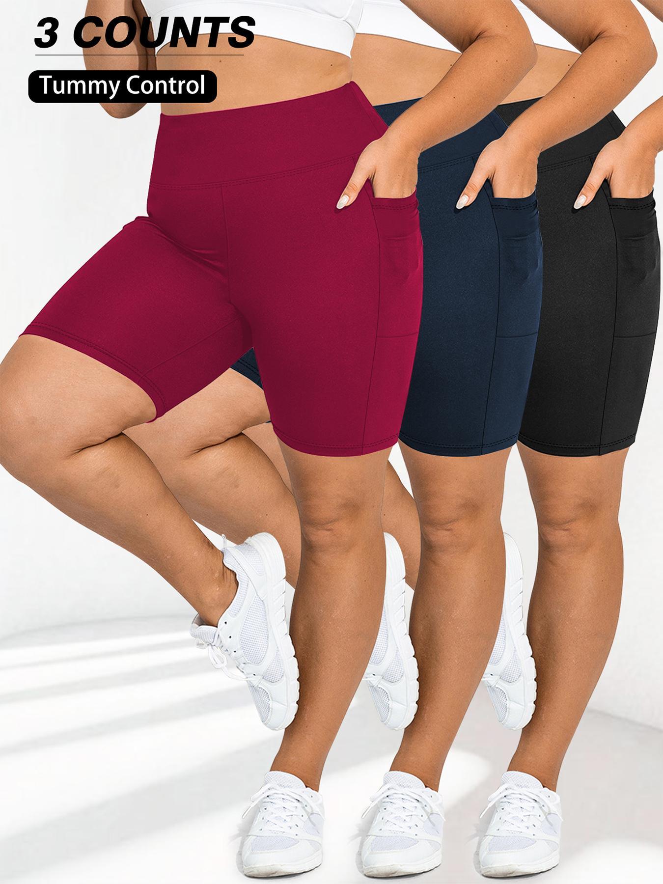 【Plus Size】 Solid High Waist Biker Shorts, Stretch Shorts, Casual Comfy Breathable Skinny Shorts for Daily Wear, Women's Bottoms for Summer