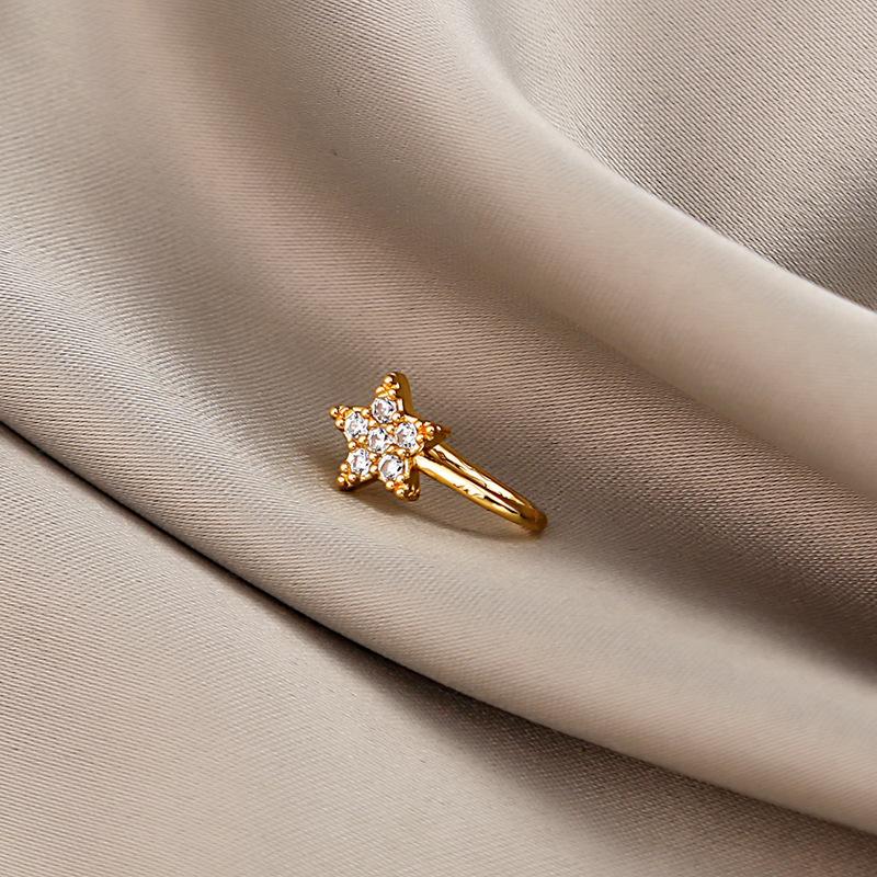 New star-shaped nose ring, simple U-shaped copper micro-inlaid non-piercing nose stud, trendy accessory