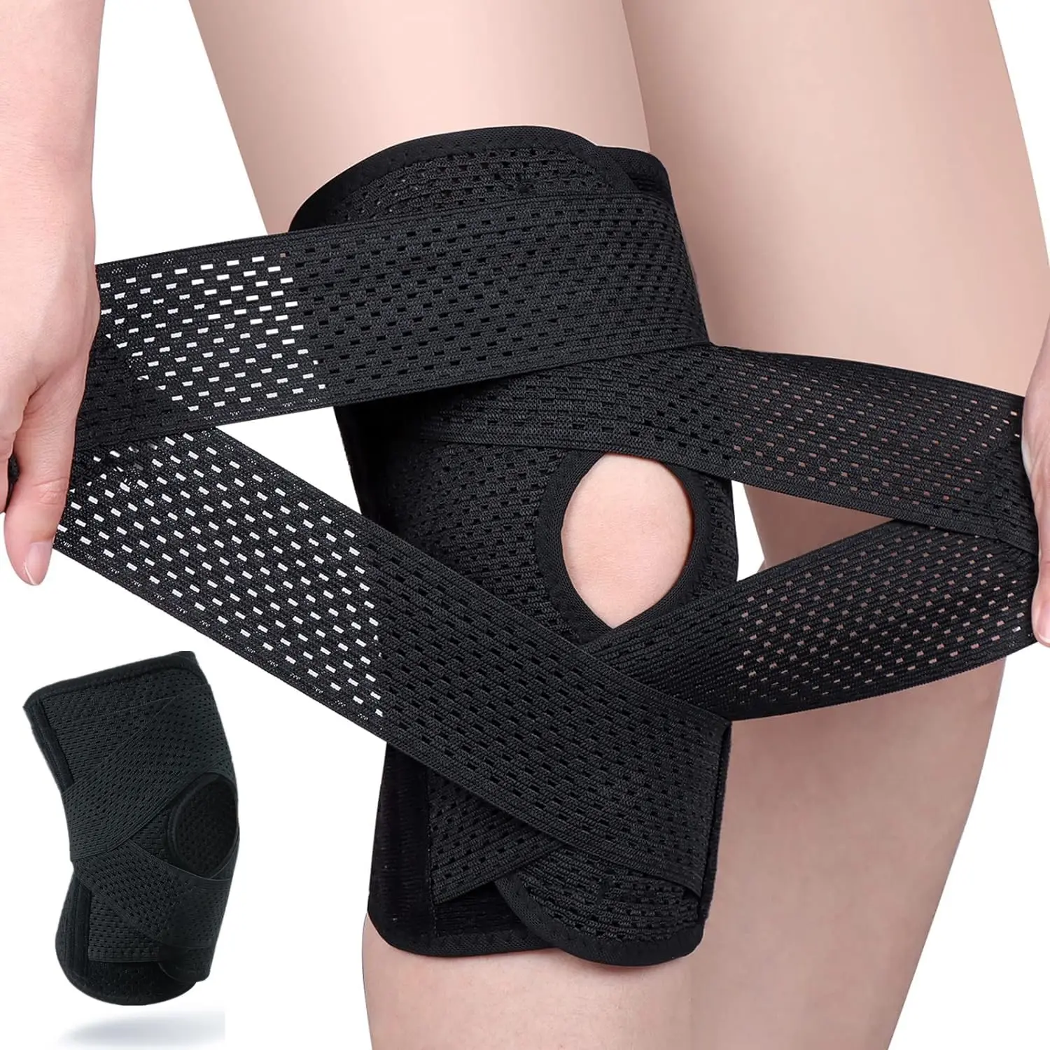 UGEM Knee Brace with Side Stabilizers, Professional Knee Compression Support Brace for Men Women, Adjustable Knee Wrap with Patella Pad, Relief Pain for Meniscus Tear ACL MCL Arthritis Injure (Black, XXL)