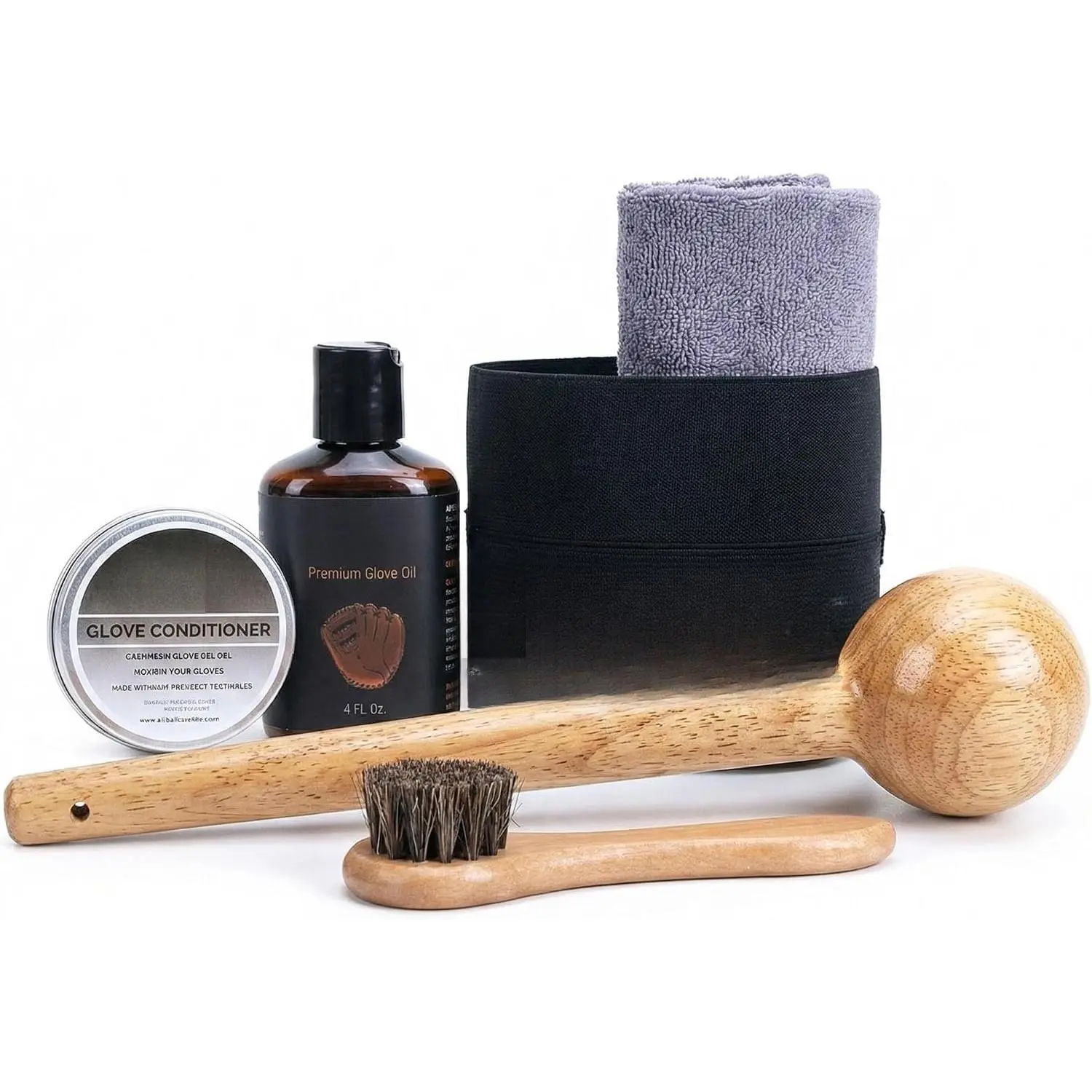 Baseball Glove Break-in Kit - Complete Set with Glove Mallet, Oil, Conditioner, Wrap, Brush & Cloth -  Soften & Shape Your Baseball/Softball Mitt (Pro Classic)