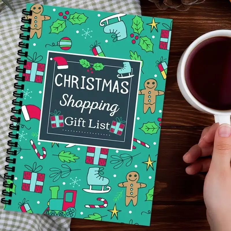 Christmas Gift List Notebook, Blue Gingerbread Man Cover, No Date Planner Pages, Gift Tracker, Budget Organizer, Holiday Checklist Template