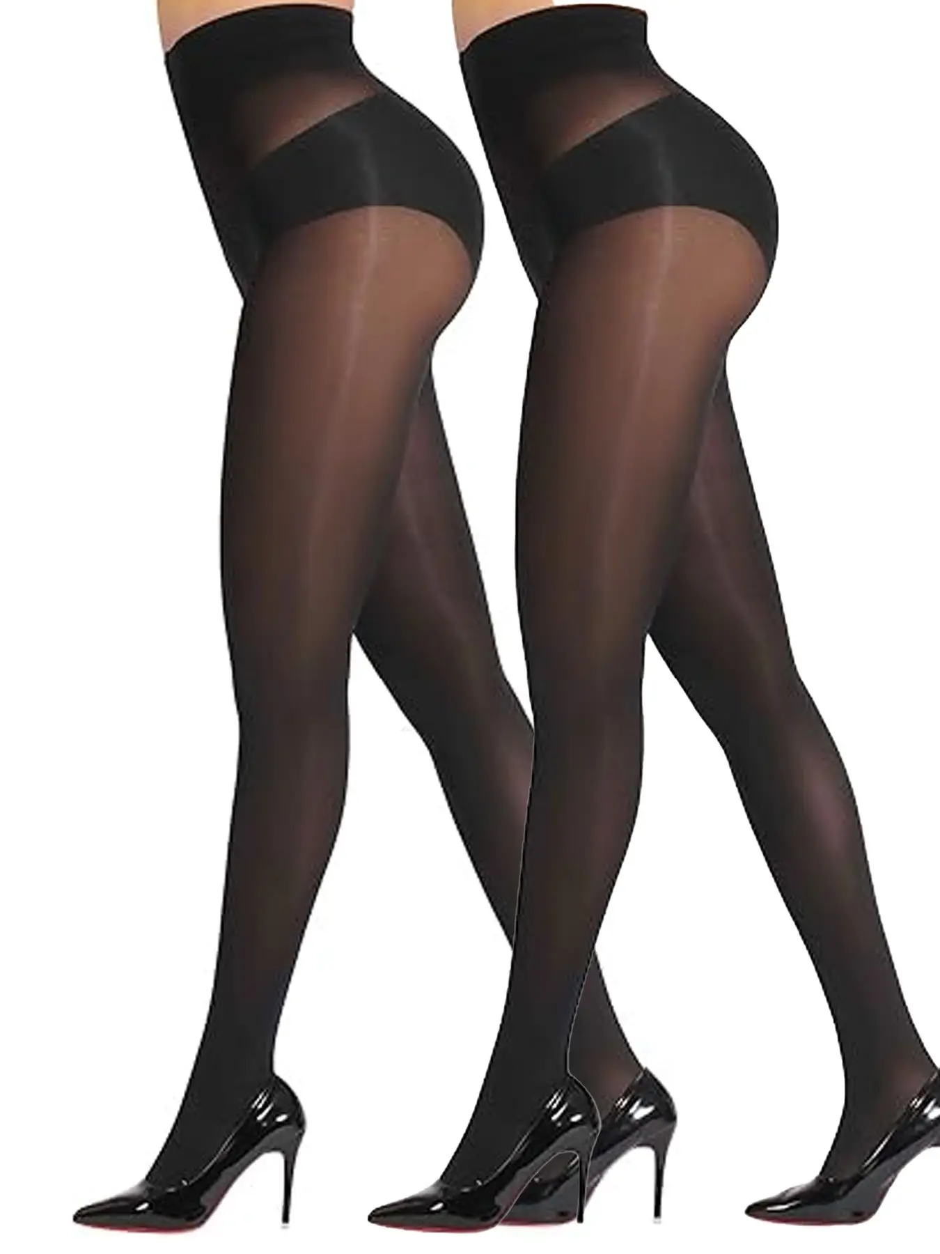 2 Pairs Women Glossy Smooth Sheer Nylon Stockings, Shiny Lightweight Anti-Run Pantyhose, High Stretch Soft Daily Commute Hosiery Fits 90-160lbs Height 5'1-5'7 Coquette Aesthetic