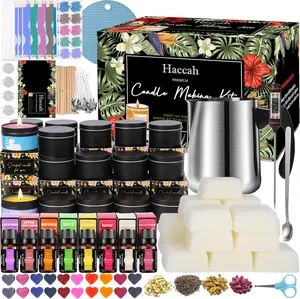 Complete DIY Candle Making Kit with 8 Scents Essential Oils, 16 Blocks Beeswax Craft Set with Candle Tins, Dried Flowers, Wicks, Perfect Arts and Crafts Gift for Adults & Beginners