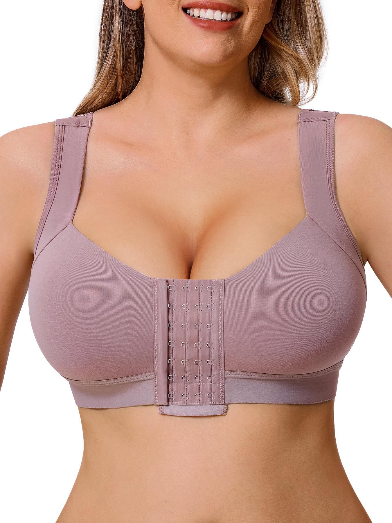 Women's Wide Strap Supportive Wireless Bra, Full Coverage Adjustable Back Buckle, Casual Medium Support Everyday Underwear, All Seasons