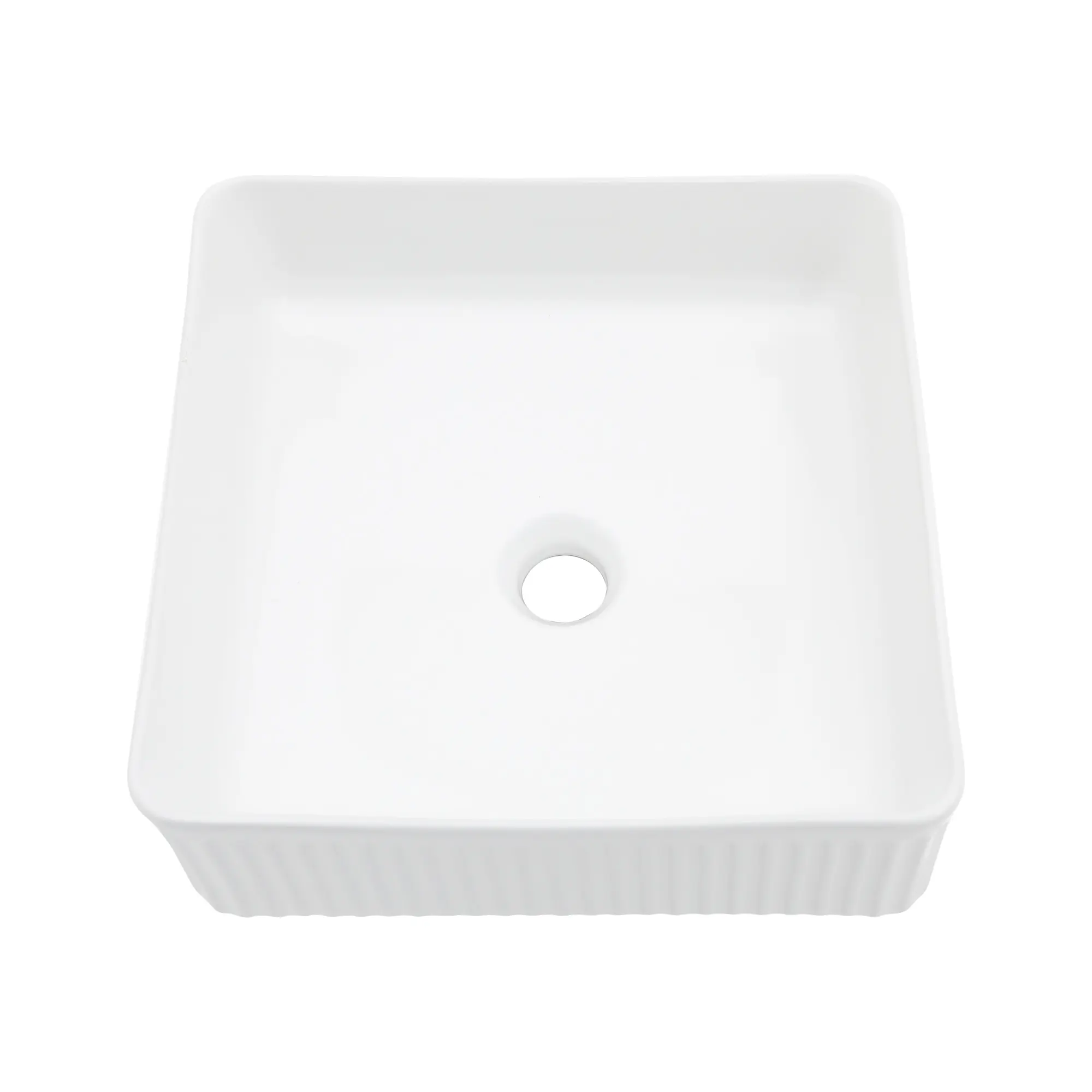 ARCH 15.69x15.69 in Modern White Porcelain Square Vessel Bathroom Sink - Above-Counter Vanity Bowl, Single Faucet Hole, Smooth Non-Porous Surface, Easy to Wipe Clean, for Bathroom Remodel, Guest Bath